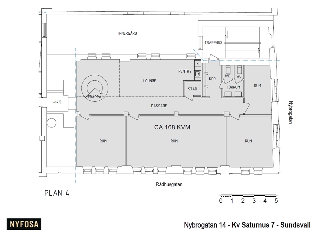 Planritning- Nybrogatan 14 - Plan 4 - Ca 168 kvm
