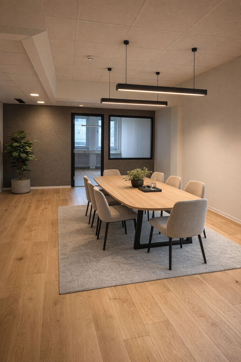 Modern konferensrum med skandinavisk design