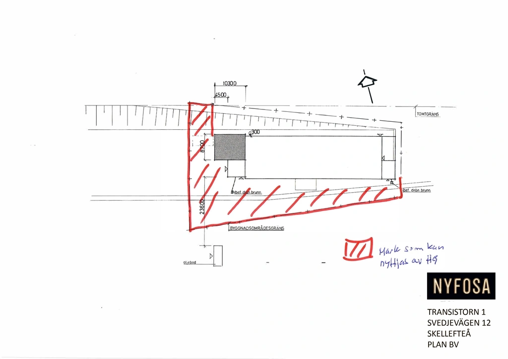 Planritning - 908 kvm - Svedjevägen 12 - Markytor