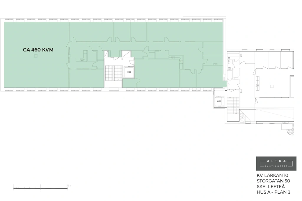 Planritning - 460 kvm - Storgatan 50 - Hus A - Plan 3(1)